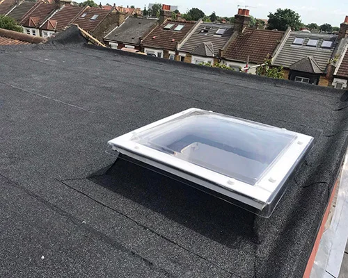 Roof with skylight cleaned